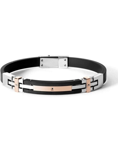 Bracciale COMETE GIOIELLI Uomo UBR 581 in acciaio caucciu e spinell...