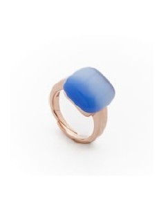 Anello MADI Laguna in argento 925 placcato oro rosa con quarzo idrotermale blu F_3918813