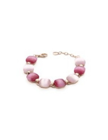 Bracciale MADI Laguna in argento 925 placcato oro rosa con quarzo idrotermale rosso e rosa F_3926900