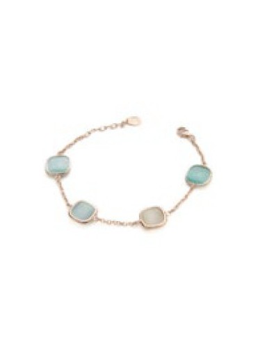 Bracciale MADI Laguna in argento 925 placcato oro rosa con quarzo idrotermale avorio e verde F_3926500