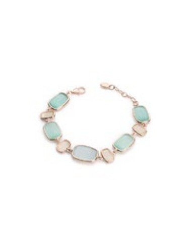 Bracciale MADI Laguna in argento 925 placcato oro rosa con quarzo idrotermale avorio e verde F_3926600