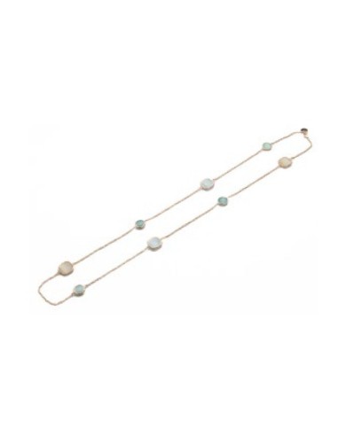 Collana lunga MADI Laguna in argento 925 placcato oro rosa con quarzo idrotermale avorio e verde F_3926700