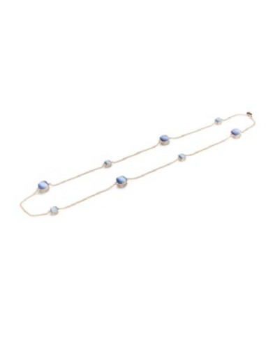 Collana lunga MADI Laguna in argento 925 placcato oro rosa con quarzo idrotermale avorio e blu F_3927400