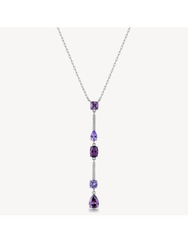 Collana BROSWAY FANCY in argento 925 cristalli bianchi e amethyst F...