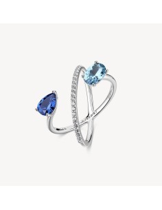 Anello BROSWAY FANCY in argento 925 cristalli bianchi e sapphire FF...