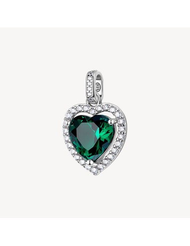 Charm BROSWAY FANCY in argento 925 cristalli bianchi ed emerald FLG...