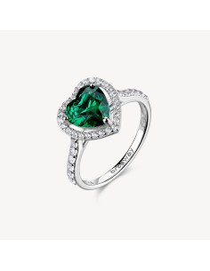 Anello BROSWAY FANCY in argento 925 cristalli bianchi ed emerald FL...