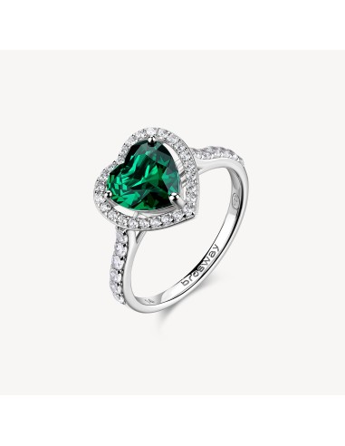 Anello BROSWAY FANCY in argento 925 cristalli bianchi ed emerald FL...