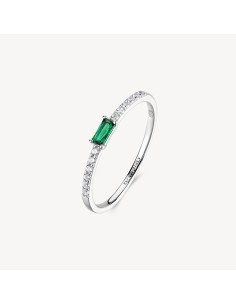 Anello BROSWAY FANCY in argento 925 cristalli bianchi ed emerald FL...