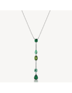 Collana BROSWAY FANCY in argento 925 cristalli bianchi ed emerald F...