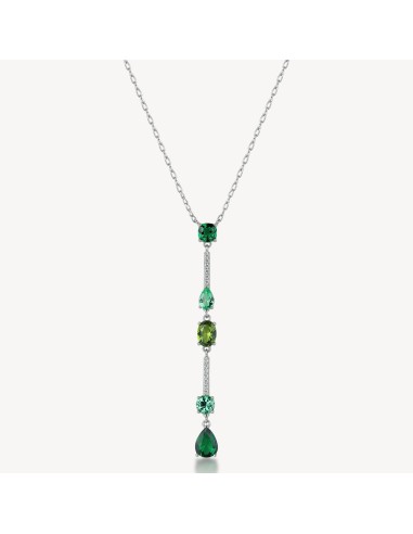 Collana BROSWAY FANCY in argento 925 cristalli bianchi ed emerald F...