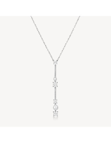 Collana BROSWAY FANCY in argento 925 cristalli bianchi e perle FIW1...