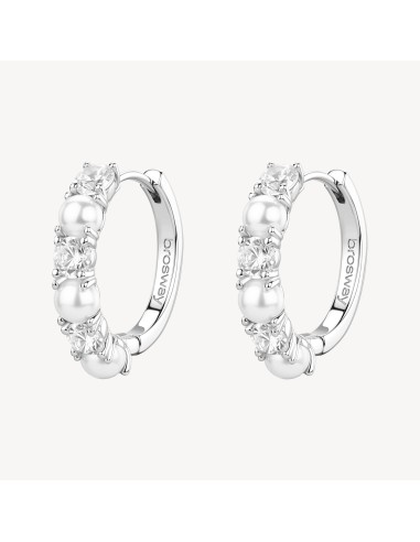 Orecchini a cerchio BROSWAY FANCY in argento 925 cristalli bianchi ...