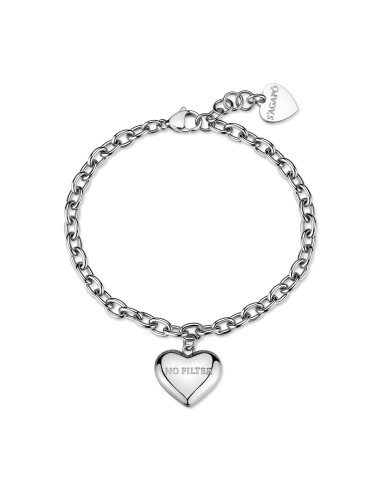 Bracciale S'AGAPO Be My Always SBM97 in acciaio 316L con pendente c...