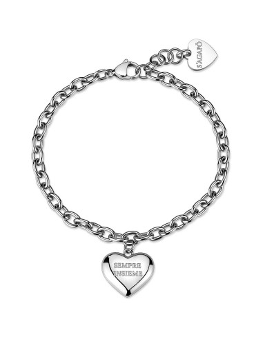 Bracciale S'AGAPO Be My Always SBM95 in acciaio 316L con pendente c...