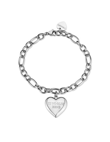 Bracciale S'AGAPO Be My Always SBM94 in acciaio 316L con pendente c...