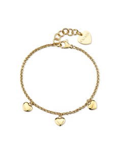 Bracciale S'AGAPO Aurora SAR65 in acciaio 316L dorato con cuori onl...