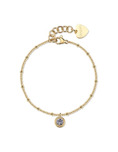 Bracciale S'AGAPO Aurora SAR63 in acciaio 316L dorato con cristallo...