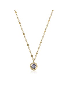 Collana S'AGAPO Aurora SAR57 in acciaio 316L dorato con cristallo o...