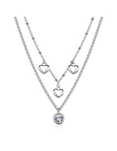 Collana doppio Filo S'AGAPO Aurora SAR58 in acciaio 316L dorato con...