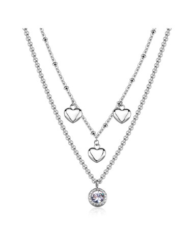 Collana doppio Filo S'AGAPO Aurora SAR58 in acciaio 316L dorato con...