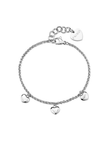 Bracciale Filo S'AGAPO Aurora SAR64 in acciaio 316L dorato con cuor...