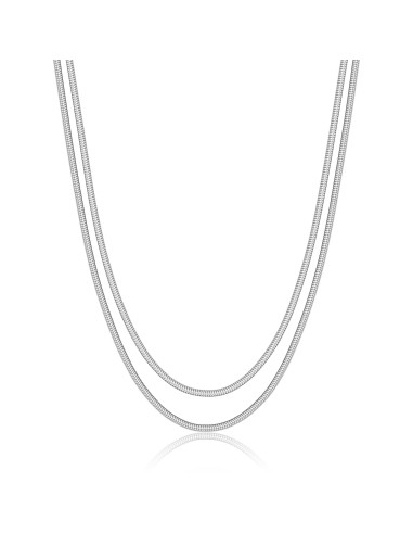 Collana doppio filo catena snake S'AGAPO Chunky SHK110 in acciaio 3...