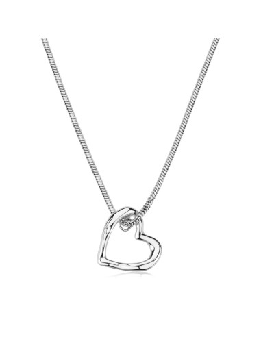 Collana S'AGAPO Emotion SMO03 in acciaio 316L con pendente cuore pi...