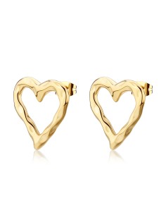 Orecchini S'AGAPO Emotion SMO24 in acciaio 316L dorato cuori grandi...