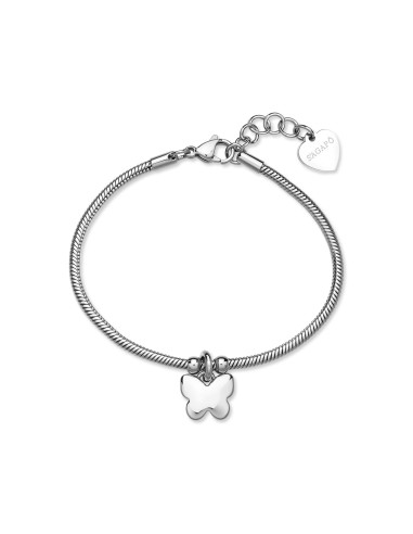 Bracciale S'AGAPO Click SCK293 in acciaio 316L pendente Farfalla  a...
