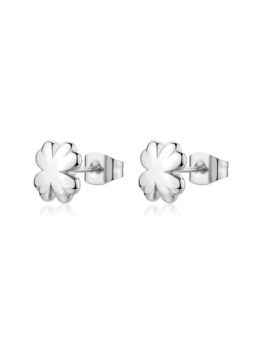 Orecchini S'AGAPO Click SCK295 in acciaio 316L a forma di Quadrifog...