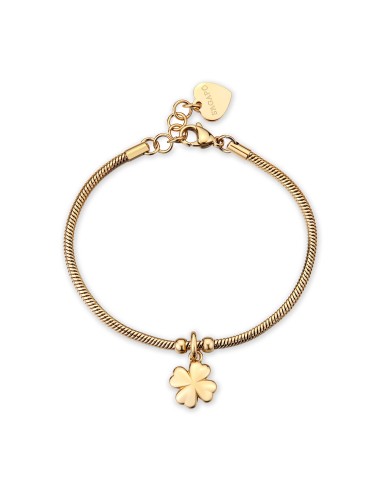 Bracciale S'AGAPO Click SCK290 in acciaio 316L dorato pendente Quad...