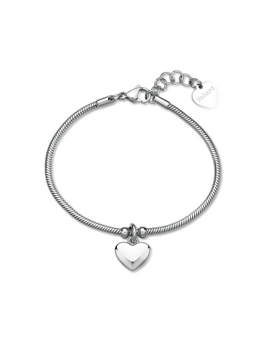 Bracciale S'AGAPO Click SCK292 in acciaio 316L pendente Cuore only ...