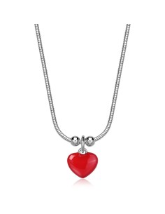 Collana S'AGAPO Click SCK284 in acciaio 316L pendente Cuore rosso  ...