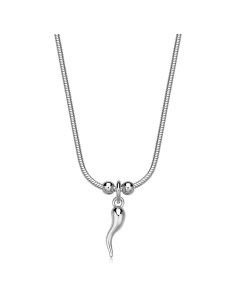 Collana S'AGAPO Click SCK281 in acciaio 316L pendente Cornetto  a s...