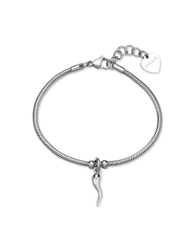 Bracciale S'AGAPO Click SCK288 in acciaio 316L pendente Cornetto on...
