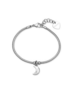 Bracciale S'AGAPO Click SCK294 in acciaio 316L pendente Luna  a sol...