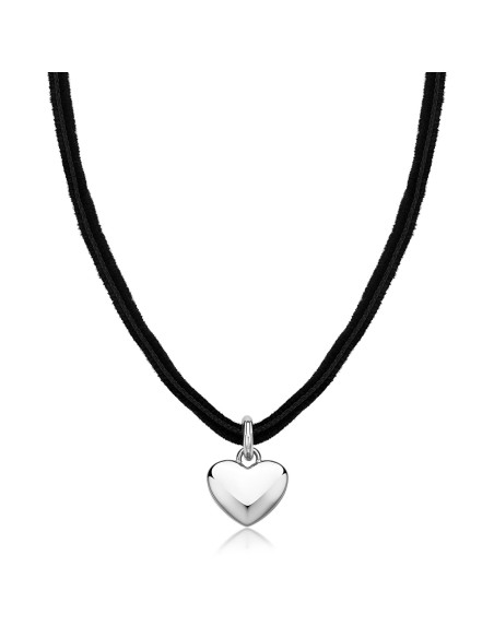 Collana chocker S'AGAPO Click SCK278 in velluto nero e pendente Cuo...
