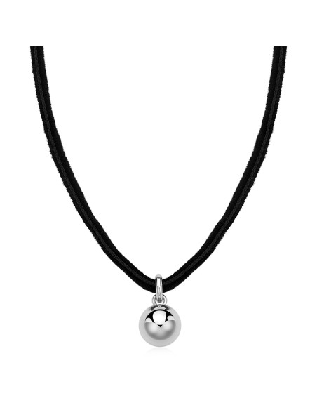 Collana chocker S'AGAPO Click SCK276 in velluto nero e pendente Sfe...
