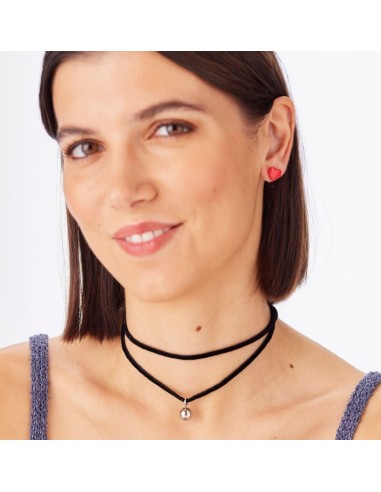 Collana chocker S'AGAPO Click SCK276 in velluto nero e pendente Sfe...