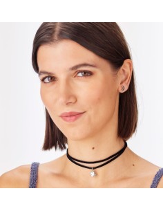 Collana chocker S'AGAPO Click SCK277 in velluto nero e pendente Qua... 2