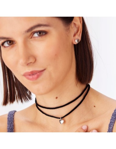Collana chocker S'AGAPO Click SCK278 in velluto nero e pendente Cuo...