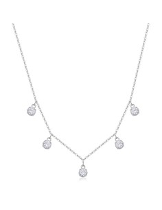 Collana S'AGAPO Dazzly SDZ146 in acciaio 316L con 5 cristalli pende...