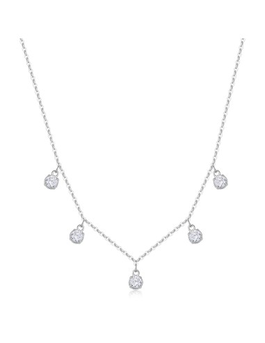 Collana S'AGAPO Dazzly SDZ146 in acciaio 316L con 5 cristalli pende...