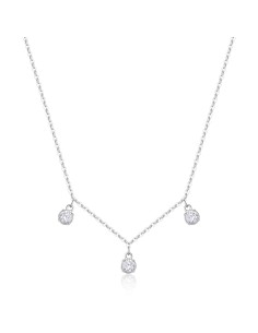 Collana S'AGAPO Dazzly SDZ141 in acciaio 316L con 3 cristalli pende...