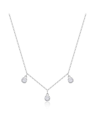 Collana S'AGAPO Dazzly SDZ141 in acciaio 316L con 3 cristalli pende...