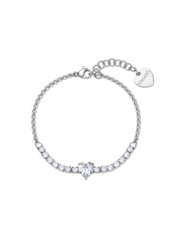 Bracciale S'AGAPO Dazzly SDZ151 in acciaio 316L con cristalli e cuo...
