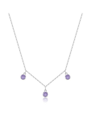 Collana S'AGAPO Dazzly SDZ142 in acciaio 316L con 3 cristalli pende...