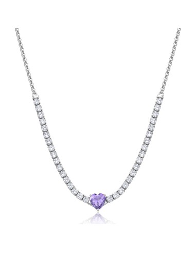 Collana S'AGAPO Dazzly SDZ149 in acciaio 316L con cristalli e cuore...