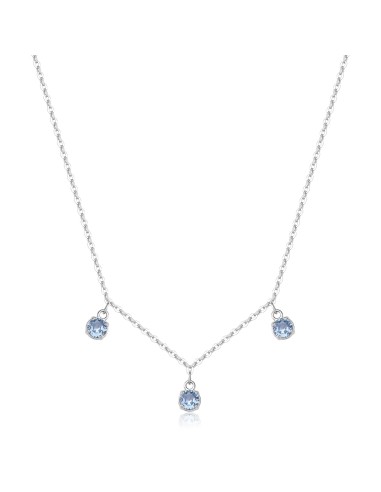 Collana S'AGAPO Dazzly SDZ143 in acciaio 316L con 3 cristalli pende...